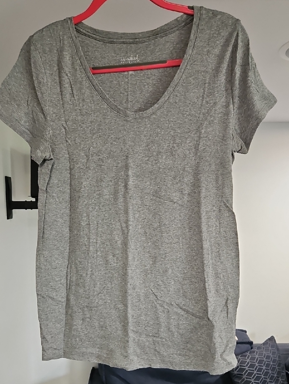 Isabel Maternity by Ingrid & Isabel Heather Gray Short Sleeve V-Neck Tee